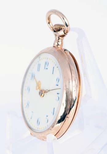 585 14K gold pocket watch, Gold Damen Taschenuhr,
