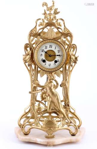 French bronze mantel clock art nouveau ca. 1900, Jugendstil ...