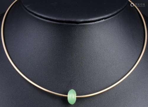 585 gold snake chain with perinite pendant, 14K Gold Schlang...