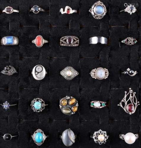 25 silver rings, 800-925 Silberringe,