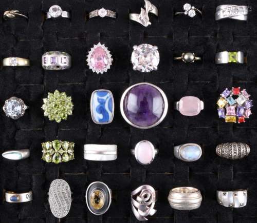 30 silver rings, 800-925 Silberringe,