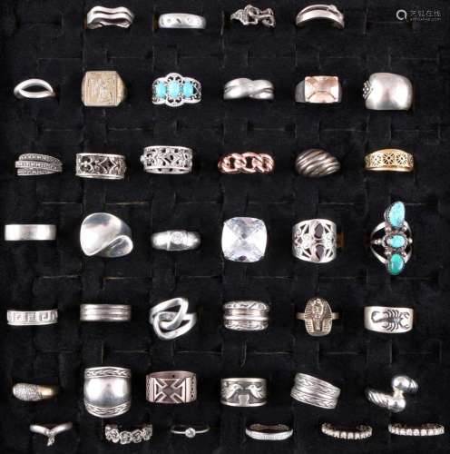 40 silver rings, 800-925 Silberringe,