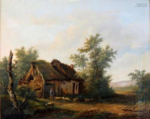 Balthazar Paul Ommeganck (1755-1826) shephard with flock in ...