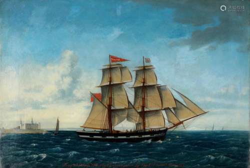 Jens Thielsen Locher (1825-1869) two-mast brig Naiad, Marine...