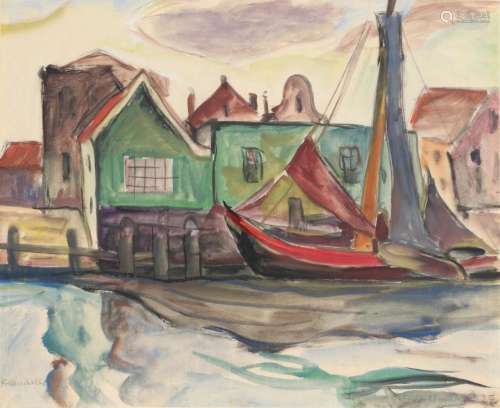 Eduard Dollerschell (1887-1946) sailing boat at port 1927, S...