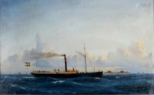 Carl Julius Emil Olsen (1818-1878) Steamship Stockholm 1865,...