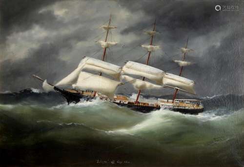 Marie-Edouard Adam (1847-1929) sailing ship off Cape Clear, ...
