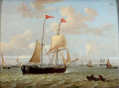 Casparus Johannes Morel (1798-1861) Marine painting Two-mast...