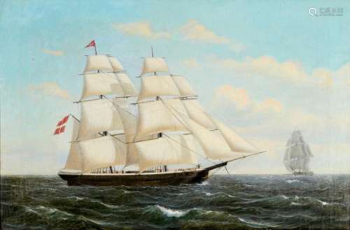 Carl Ludwig Bille (1815-1898) Marine painting danish sailing...