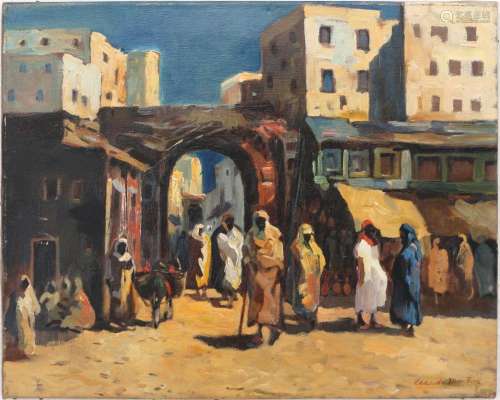 Claude Montier (XX) moroccan city scenery, marokkanische Sta...