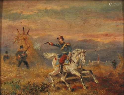 Felix Kreutzer (1835-1876) fighting french chasseur, kämpfen...