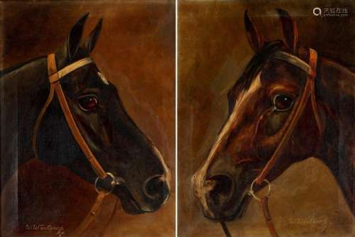 Wilhelm Westerop (1876-1954) 2 horse portraits, 2 Pferde Por...