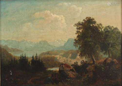 19th century, V. Gering mountain scenery, Berglandschaft,