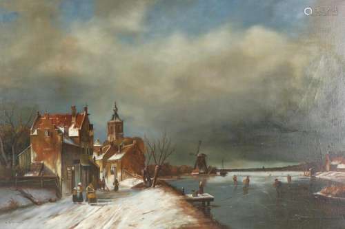 C. Ackermann (*1915) dutch winter landscape, Niederländische...