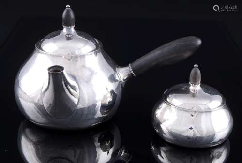 Georg Jensen 925 sterling silver teapot and sugar box 80A, S...