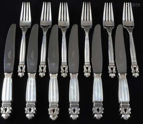 Georg Jensen Acorn 925 sterling silver hors d oeuvre cutlery...