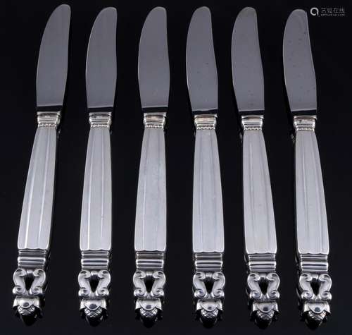 Georg Jensen Acorn König 925 sterling silver 6 dessert knive...