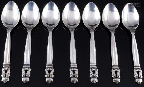 Georg Jensen Acorn 925 sterling silver 7 coffee spoons, Silb...