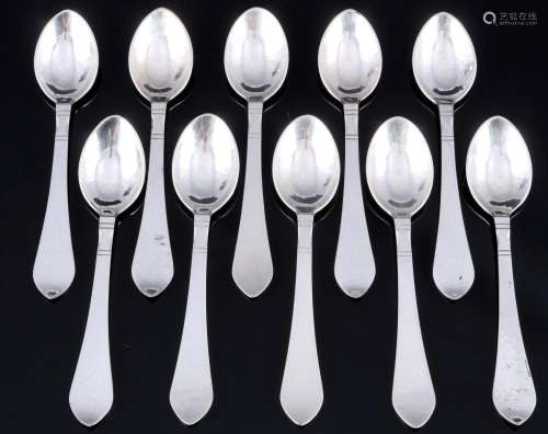 Georg Jensen Continental 925 sterling silver 10 tea spoons, ...