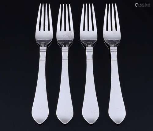 Georg Jensen Continental 925 sterling silver 4 forks for hor...