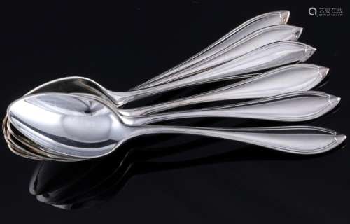Robbe & Berking Navette 800 silver 6 coffee spoons, Silb...