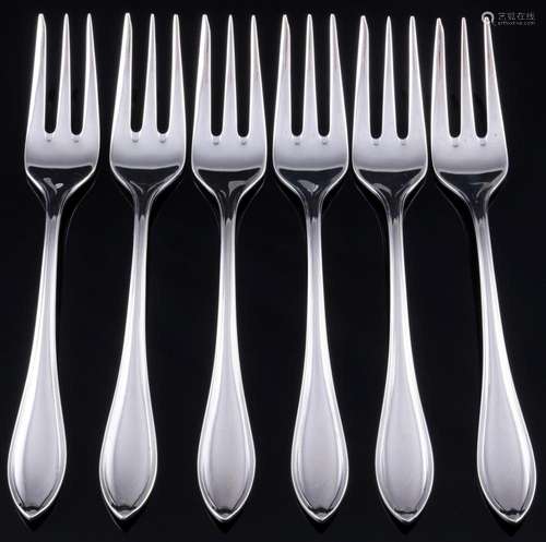 Robbe & Berking Navette 800 silver 6 dessert forks, Silb...