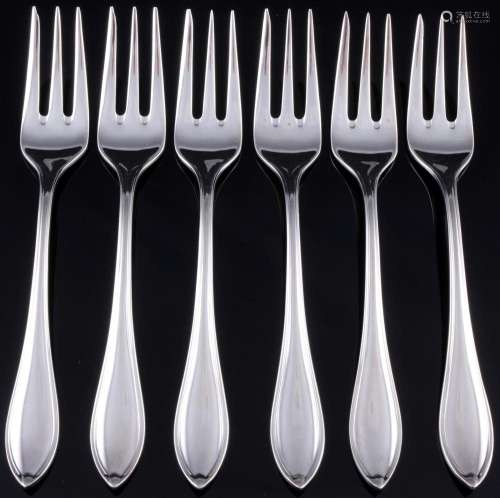 Robbe & Berking Navette 800 silver 6 dessert forks, Silb...