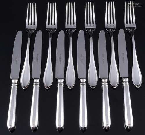 Robbe & Berking Navette 800 silver 6 dessert forks and 6...