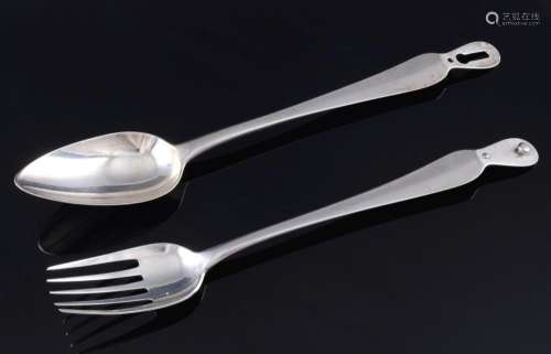 Netherlands 934 silver salad cutlery / tongs, from 1829, Nie...