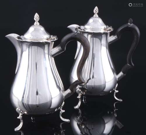 England 925 sterling silver pair of mocha pots art nouveau, ...