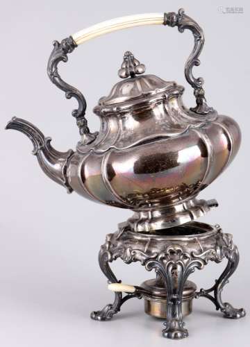 Silver large tea pot on tea warmer, 13-Lot 19th century, Bie...