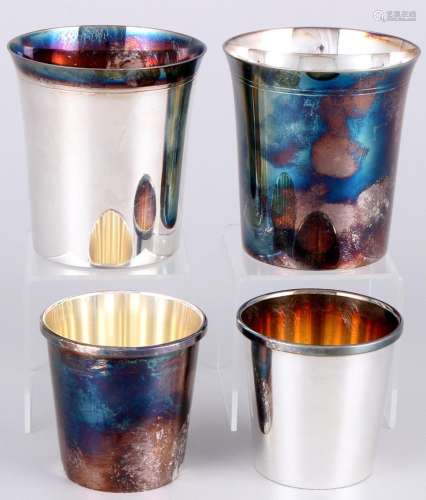 800 - 925 sterling silver 4 cups / beaker, Italy / Germany, ...