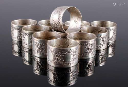 800 silver 11 serviette rings, art nouveau, Silber Serviette...