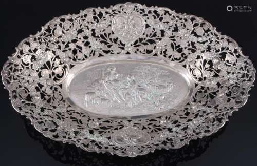 800 silver large cutwork bowl art nouveau, große Jugendstil ...