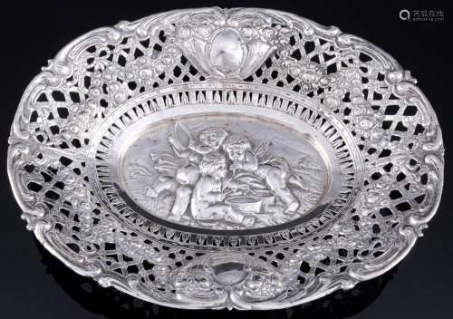 800 silver cherub bowl art nouveau, Silber Puttenschale,