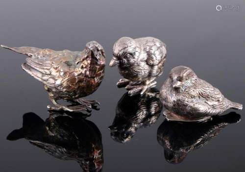 800 - 925 sterling silver chick with two birds, Silber Küken...