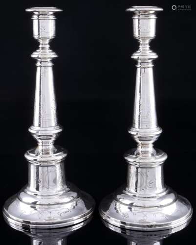 Austria-Hungary 800 silver pair of large candlesticks, Öster...