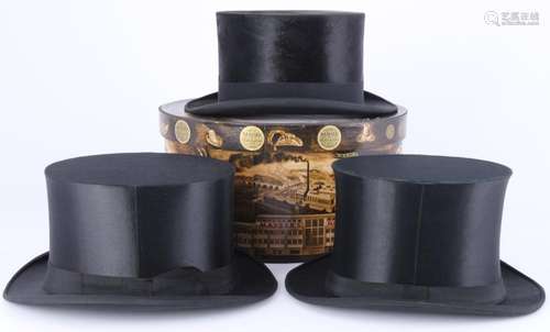 3 topper hats, including Echter Mayser, Zylinder / chapeau c...