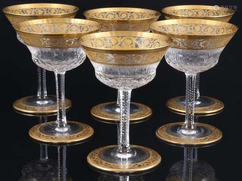 St. Louis Thistle Gold 6 champagne bowls, Champagnerschale,