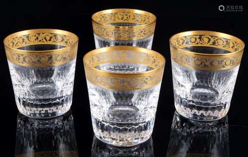 St. Louis Thistle Gold 4 Whiskey glasses, Tumbler,