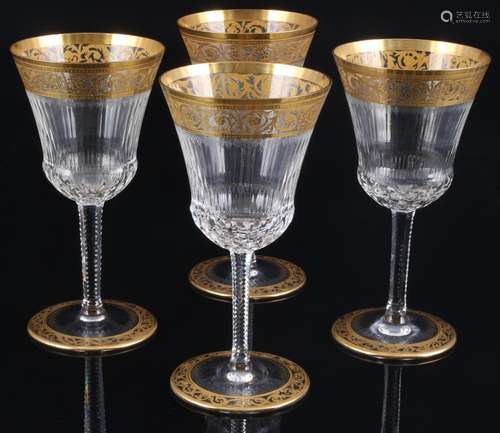 St. Louis Thistle Gold 4 wine glasses no. 3, Weingläser,