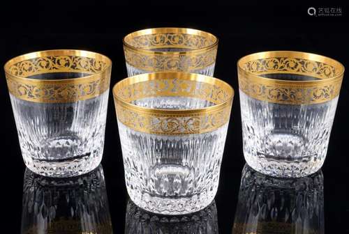 St. Louis Thistle Gold 4 Whiskey glasses, Tumbler,