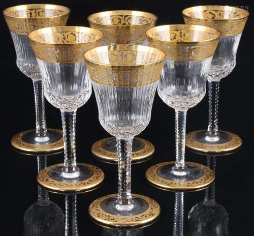 St. Louis Thistle Gold 6 dessert wine glasses, Südweingläser...