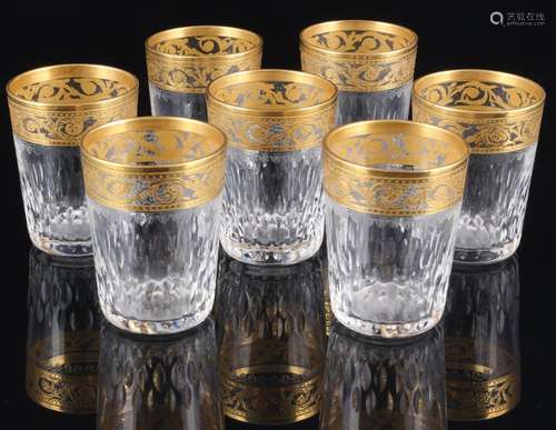 St. Louis Thistle Gold 7 shot glasses, Schnapsgläser,