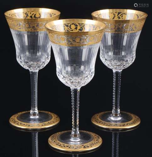 St. Louis Thistle Gold 3 wine glasses no. 4, Weingläser,