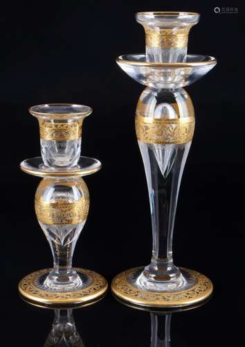 St. Louis Thistle Gold 2 candlesticks, Kerzenständer,