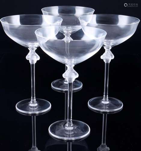 Lalique Roxanne 4 champagne bowls / glasses, Champagnerschal...