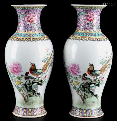 China pair of chinese vases with birds, vasen mit Vögeln,