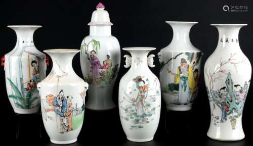 China 6 porcelain vases, Porzellanvasen,