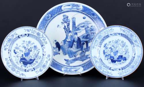 China plates and bowl, großer Schale mit 2 Teller Blaumalere...